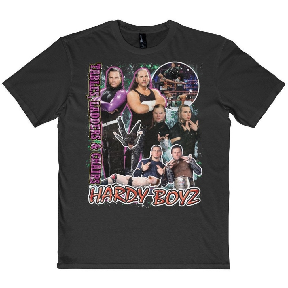 Vintage Style Black Hardy Boyz Wrestling Tee Shirt